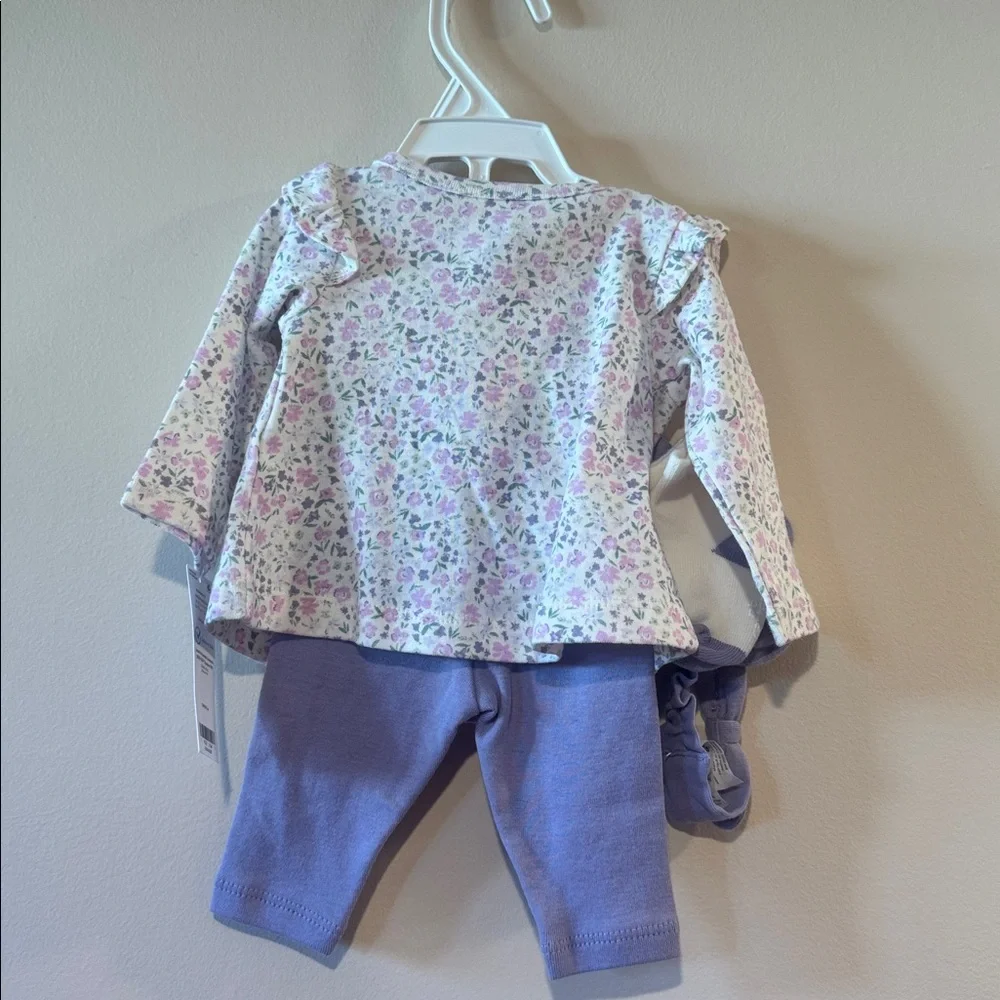 Carters Purple Floral‎ Outfit Set Newborn NWT